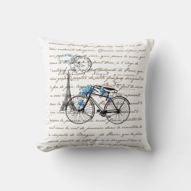 Paris Bicycle Forgetmenot Pillow (Front)