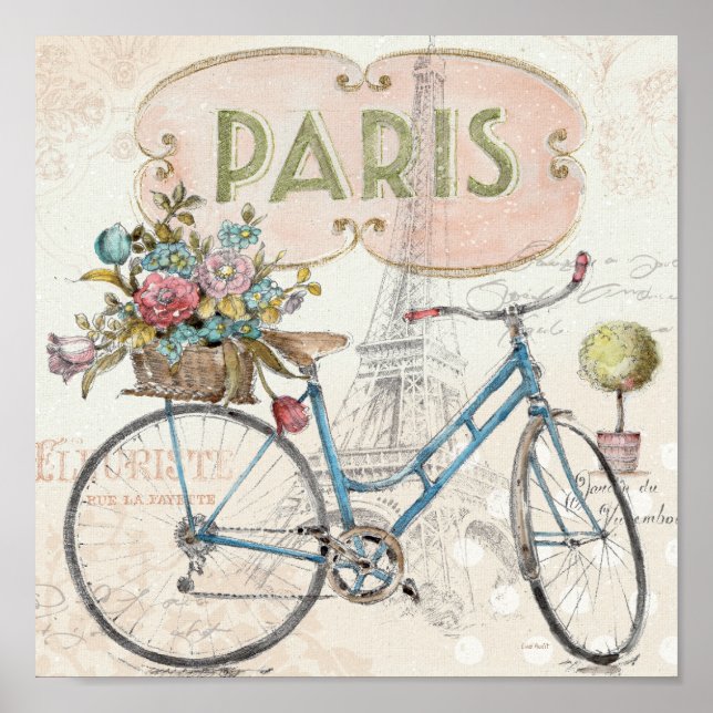 Paris Bike With Flowers Poster (Front)