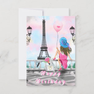 Paris Birthday Card with Eiffel Tower