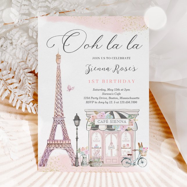 Paris Birthday Parisian Cafe Tea Party Birthday Invitation (Creator Uploaded)