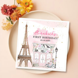 Paris Birthday Parisian Cafe Tea Party Birthday Napkin