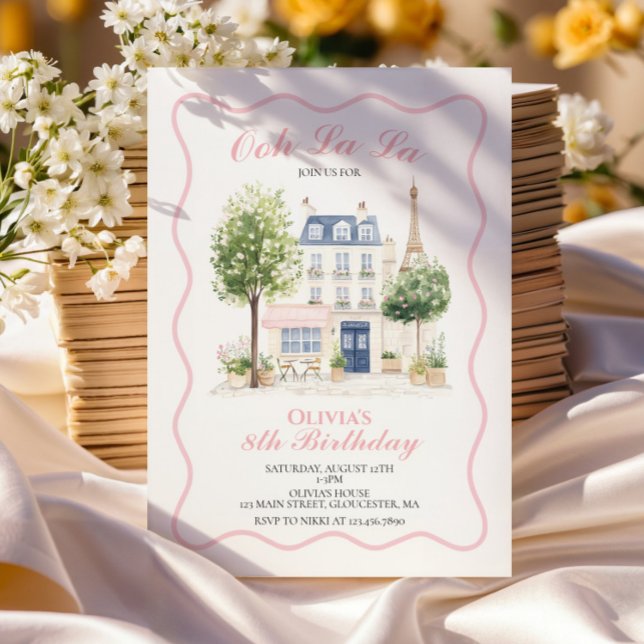Paris Birthday Parisian Cafe Tea Party Invitation (Creator Uploaded)