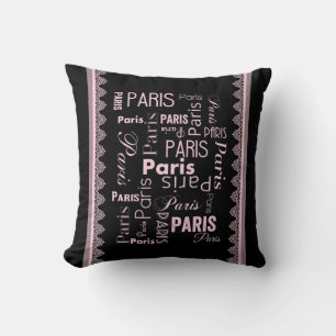 Paris black and pink paris theme  cushion