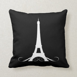 Paris Black and White Eiffel Tower Cushion