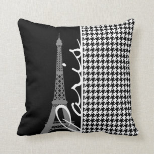 Paris; Black & White Houndstooth Cushion