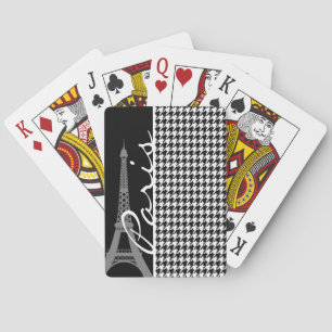 Paris; Black & White Houndstooth Playing Cards