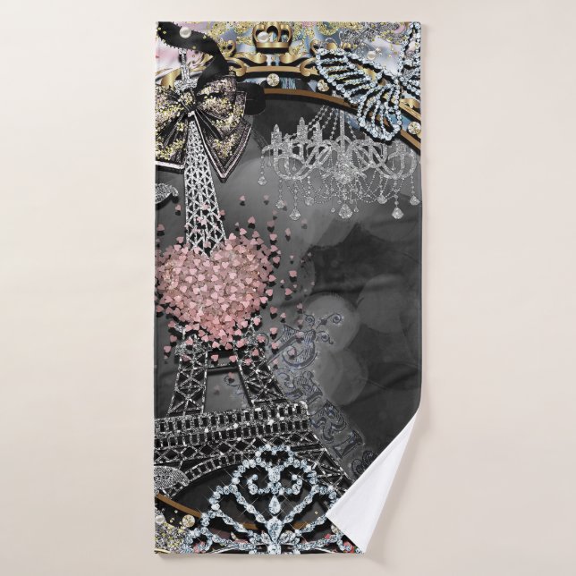 Paris Bling Glamour Sparkle France Girly Trendy Bath Towel Set (Bath Towel)