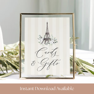 Paris Bloom Bridal Shower Cards & Gifts Sign