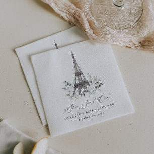 Paris Bloom   Floral Eiffel Tower Bridal Shower Napkin