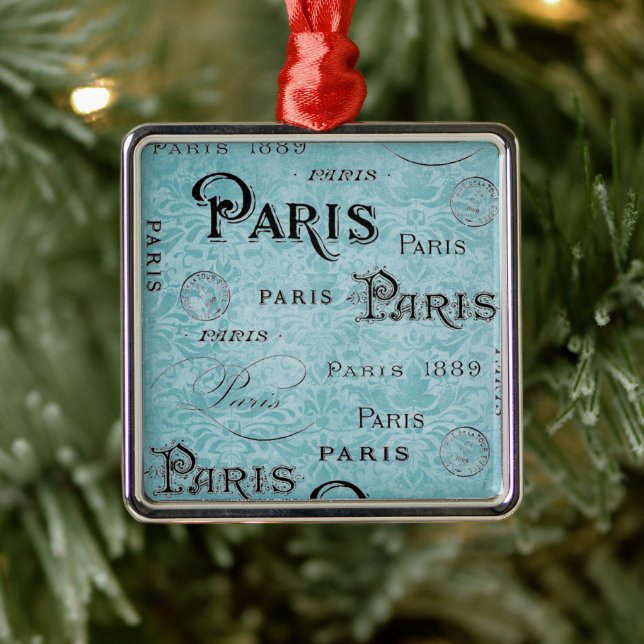 Paris | Blue Damask Metal Tree Decoration (Tree)