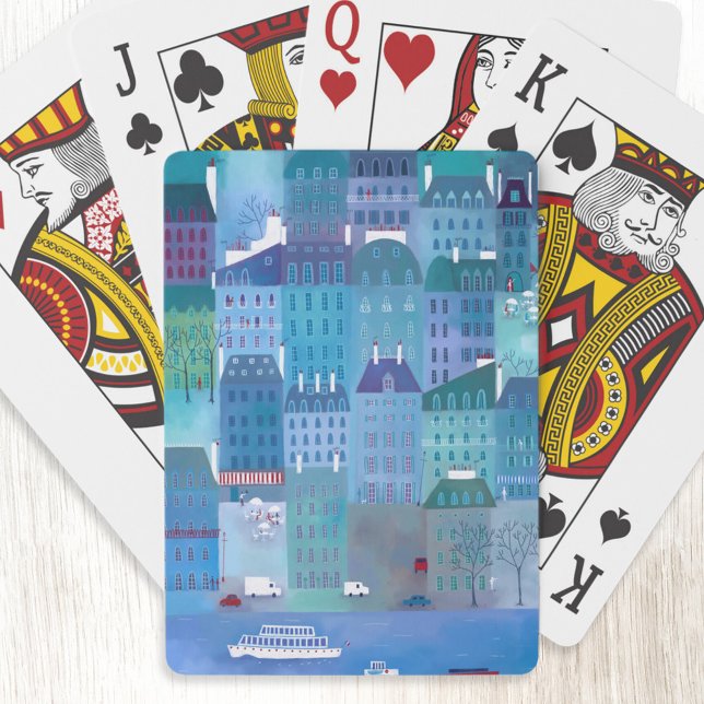 Paris Blue Playing Cards (Paris blue art playing cards)