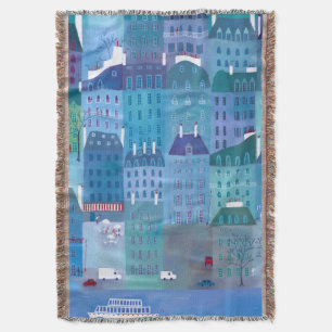 Paris Blue Throw Blanket