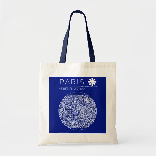 Paris Blueprint City Map Tote Bag (Front)