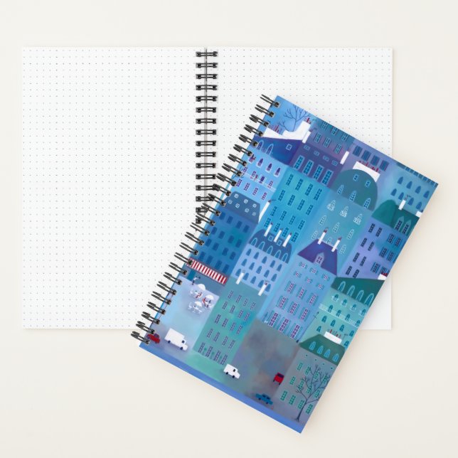 Paris Blues Cityscape Painting France Notebook (Inside)