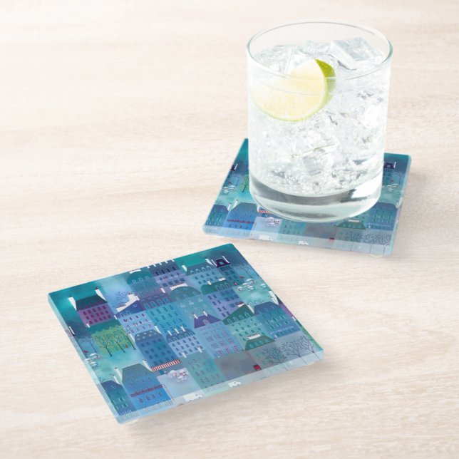 Paris Blues Glass Coaster (Angled)