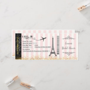 Paris Boarding Pass Invitation, Birthday, Bridal Invitation