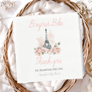 Paris Bonjour Bebe Parisian Floral Baby Shower Napkin
