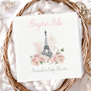 Paris Bonjour Bebe Parisian Floral Baby Shower Napkin