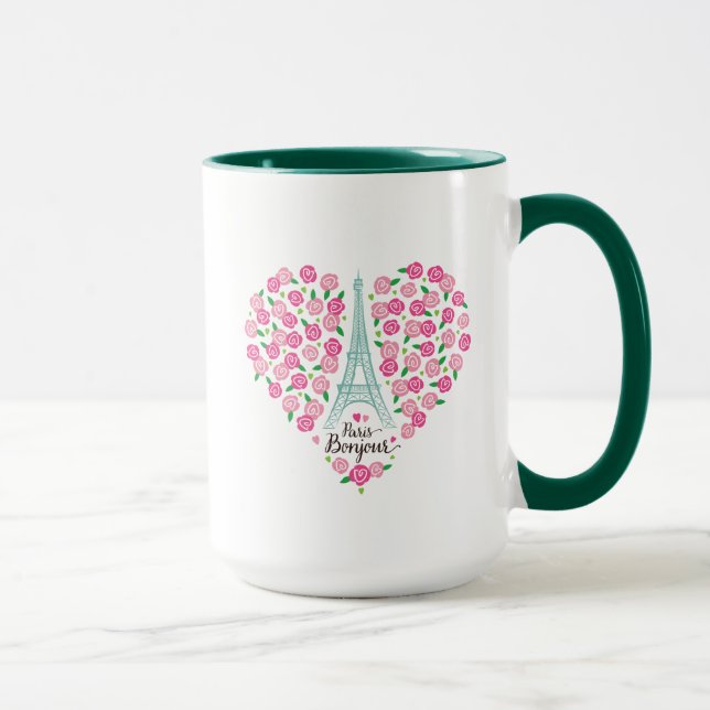 Paris Bonjour | Floral Heart Mug (Right)