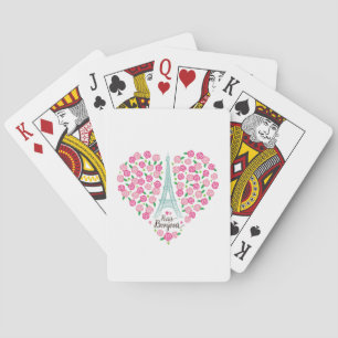 Paris Bonjour Floral Heart Playing Cards