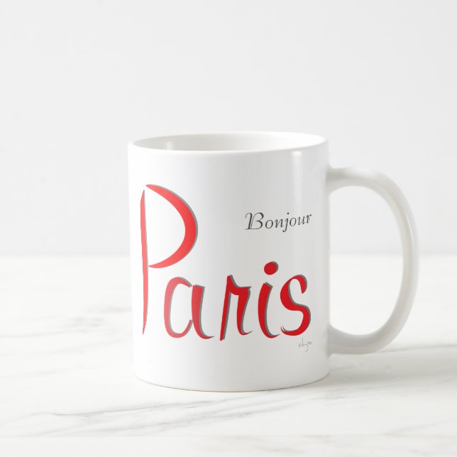PARIS Bonjour (Hello) Coffee Mug (Right)