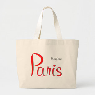 PARIS Bonjour (Hello) Large Tote Bag