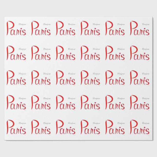 PARIS Bonjour (Hello) Wrapping Paper (Flat)