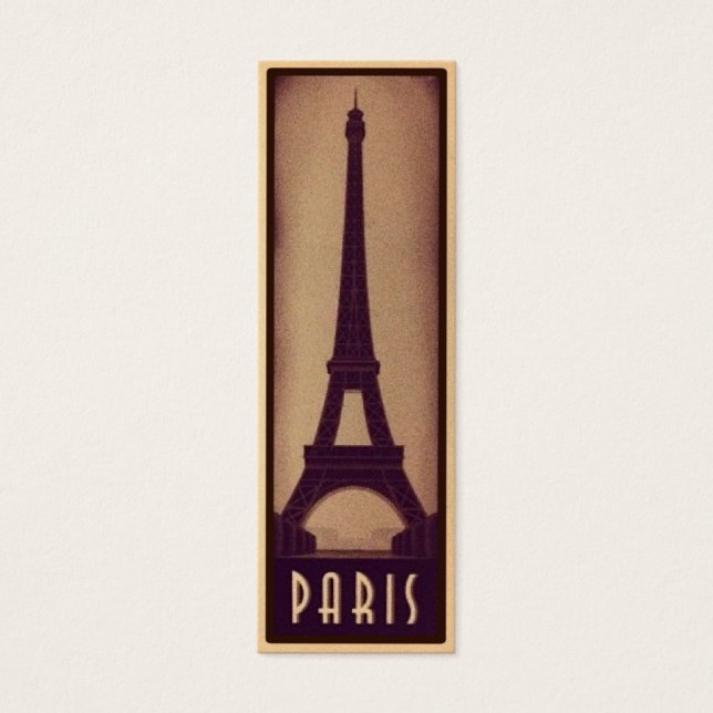 Paris Bookmark Card with Eiffel Tower Silhouette (Front)