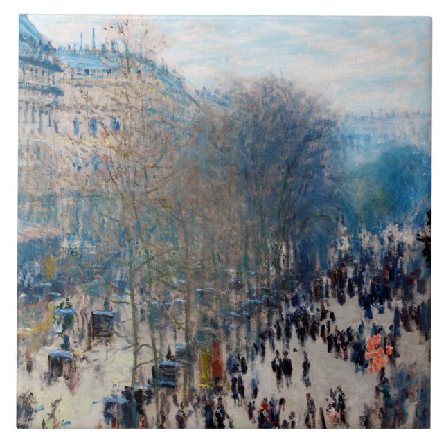 Paris Boulevard, Claude Monet Ceramic Tile (Front)
