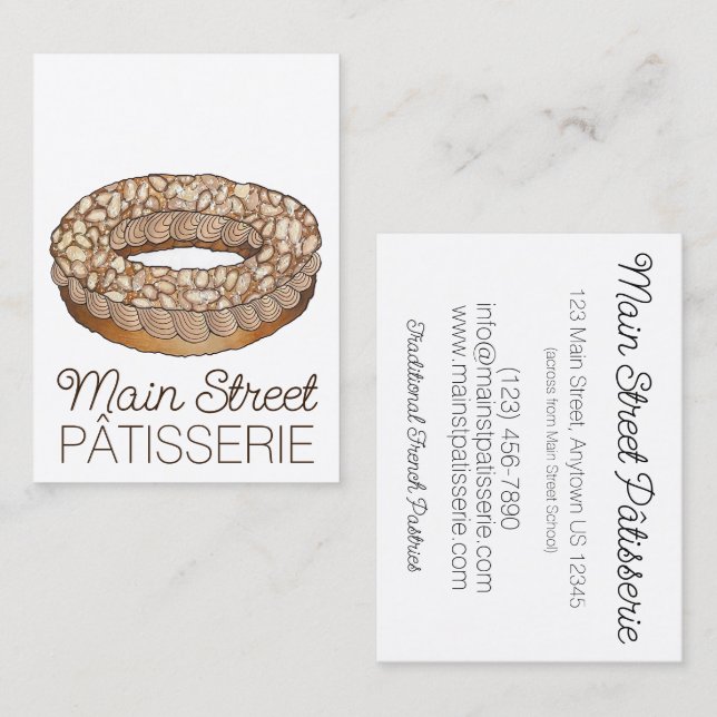 Paris Brest Pastry French Patisserie Bakery Chef Business Card (Front/Back)