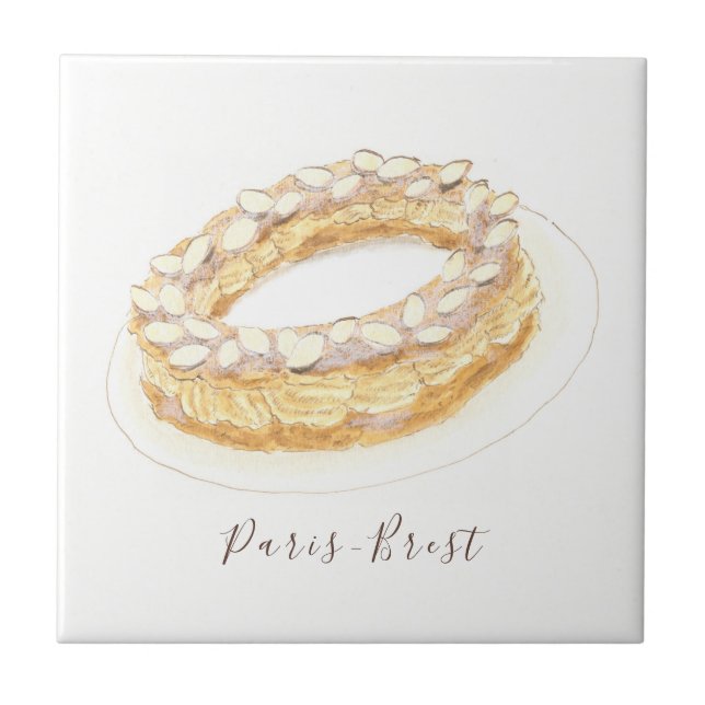 Paris-Brest watercolor Ceramic Tile (Front)