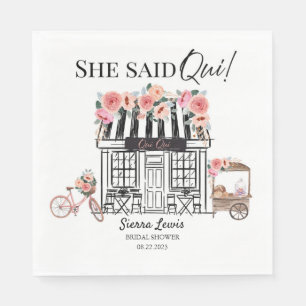 Paris bridal shower invitation, She Said Qui Napkin
