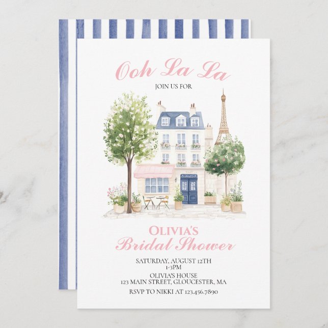 Paris Bridal Shower Parisian Cafe Invitation (Front/Back)