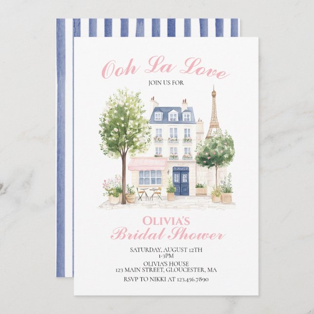 Paris Bridal Shower Parisian Cafe Invitation (Front/Back)