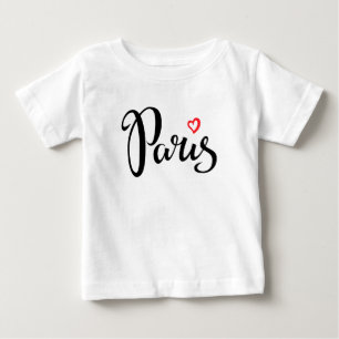 Paris Brush Lettering With Heart Baby T-Shirt