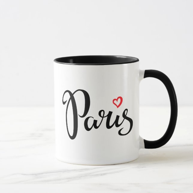 Paris Brush Lettering With Heart Mug (Right)