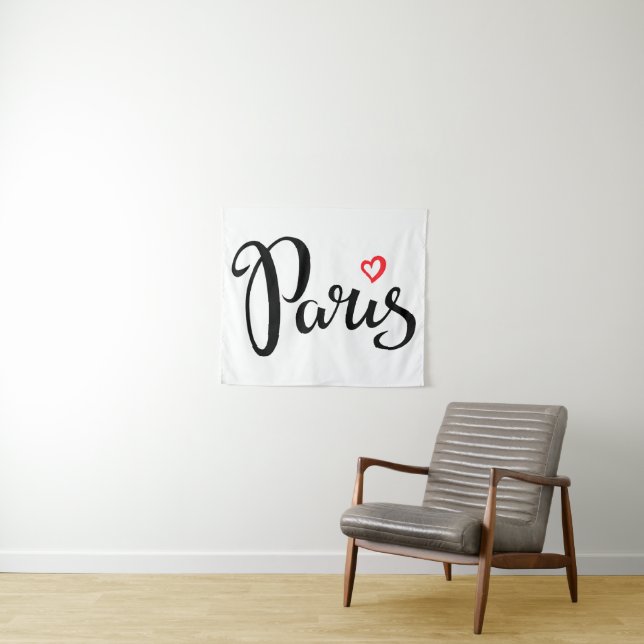 Paris Brush Lettering With Heart Tapestry (In Situ (Horizontal))