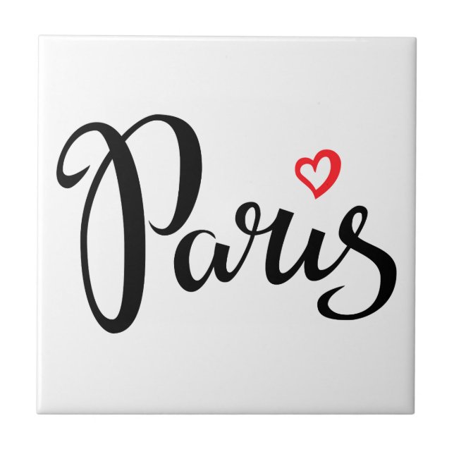 Paris Brush Lettering With Heart Tile (Front)