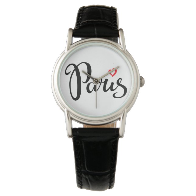 Paris Brush Lettering With Heart Watch (Front)