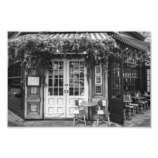 Paris Cafe - Black and White - Photo Print (Front)
