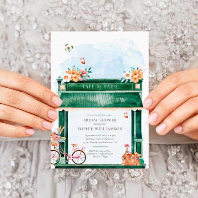 Paris Cafe Boulangerie Watercolor Bridal Shower  Invitation (Creator Uploaded)