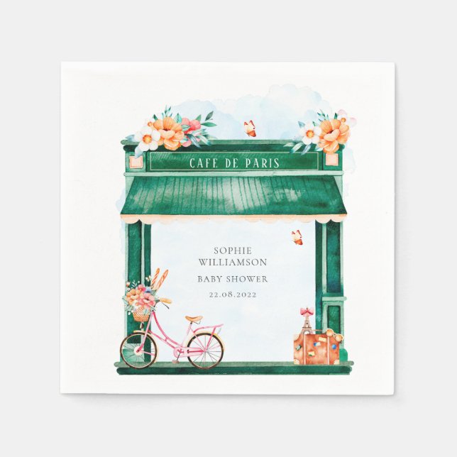 Paris Cafe Boulangerie Watercolor Napkin (Front)