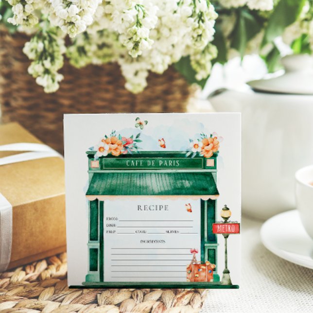 Paris Cafe Boulangerie Watercolor Recipe Invitation (Creator Uploaded)