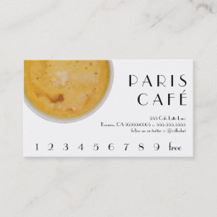 Paris Cafe Coffee Drink Loyalty / Punch Card