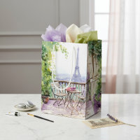 Paris Cafe Eiffel Tower Watercolor