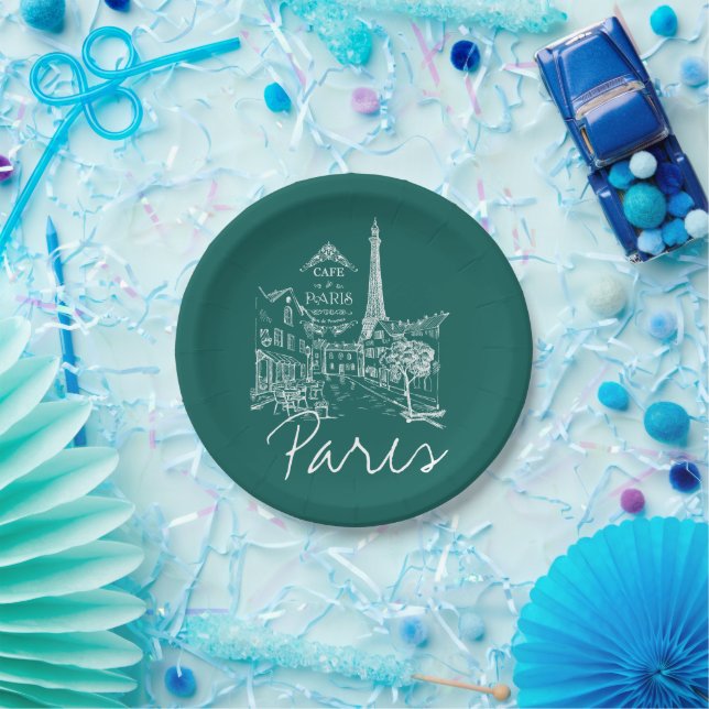 Paris cafe  paper plates (Party)