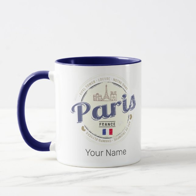 Paris Capital France Eiffel Tower Vintage Souvenir Mug (Left)