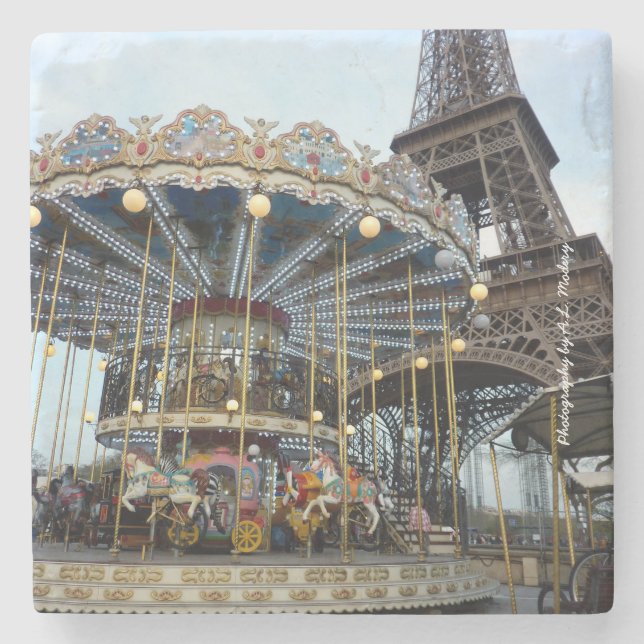 Paris Carousel (& Eiffel Tower) Stone Coaster (Front)