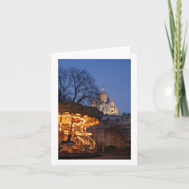 Paris Carousel Folded blank Greeting Card (Front)