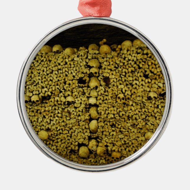 Paris Catacombs Skulls and Bones Metal Tree Decoration (Front)